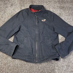 Hollister Jacket Mens Size XL Blue Bomber Full Zip Utility Pocket Outdoor Casual